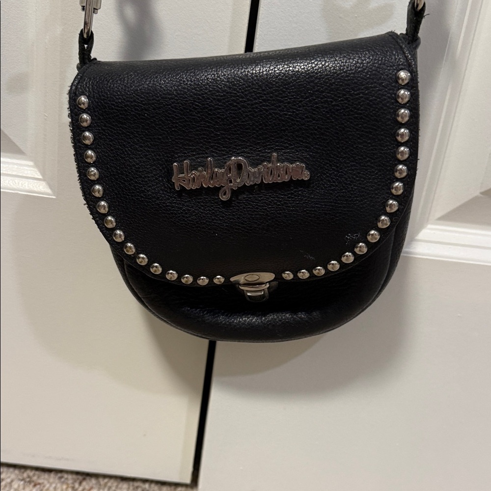 Harley-Davidson Black Crossbody Bag with Silver Studs